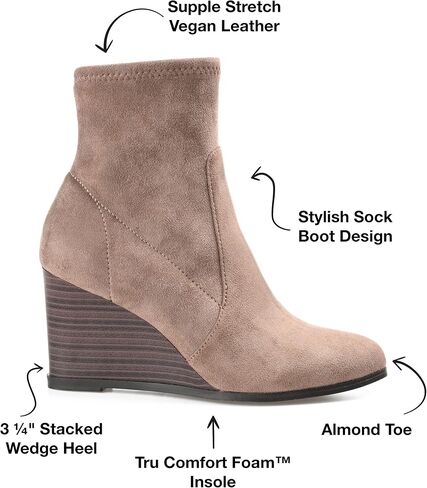 Journee Collection Womens Hepburn Tru Comfort Foam Inside Zip Wedge Booties in Saudi Arabia