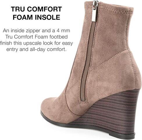 Journee Collection Womens Hepburn Tru Comfort Foam Inside Zip Wedge Booties in Saudi Arabia
