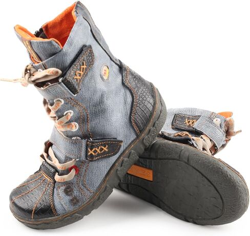 TMA EYES Women's PU Lining Flat Ankle Boots with Zipper - Perfect for Casual Wear in Saudi Arabia