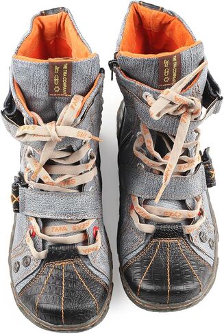 TMA EYES Women's PU Lining Flat Ankle Boots with Zipper - Perfect for Casual Wear in Saudi Arabia