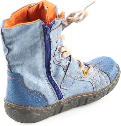 TMA EYES Women's PU Lining Flat Ankle Boots with Zipper - Perfect for Casual Wear in Saudi Arabia
