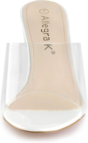 Allegra K Women's Clear Glitter Chunky Heels Slide Heel Sandals in Saudi Arabia