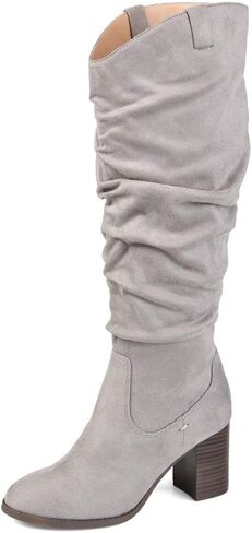 Journee Collection Womens Aneil Slouch Boot with Slouchy Vegan Suede and Inside Zip Closure in Saudi Arabia