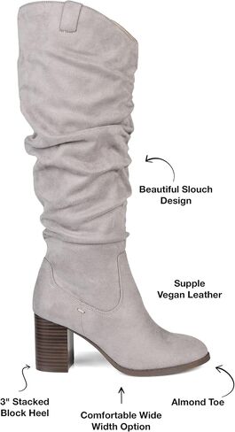 Journee Collection Womens Aneil Slouch Boot with Slouchy Vegan Suede and Inside Zip Closure in Saudi Arabia