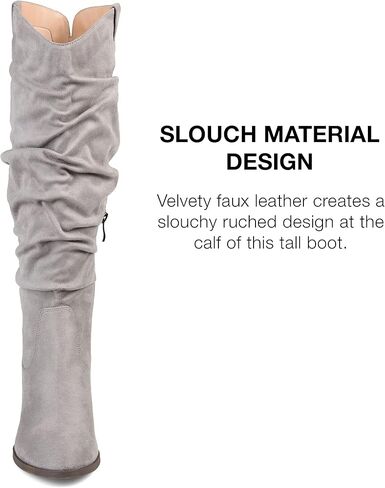 Journee Collection Womens Aneil Slouch Boot with Slouchy Vegan Suede and Inside Zip Closure in Saudi Arabia