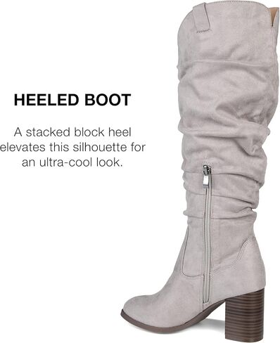 Journee Collection Womens Aneil Slouch Boot with Slouchy Vegan Suede and Inside Zip Closure in Saudi Arabia