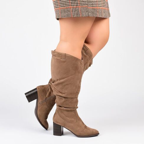 Journee Collection Womens Aneil Slouch Boot with Slouchy Vegan Suede and Inside Zip Closure in Saudi Arabia