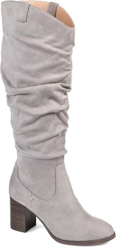 Journee Collection Womens Aneil Slouch Boot with Slouchy Vegan Suede and Inside Zip Closure in Saudi Arabia