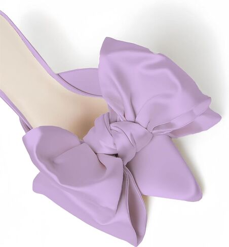 iadore Women's High Heel Sandals, 3'' Satin Closed Pointed Toe Oversized Bow Slip-on Stiletto Slippers Party Prom Casual Dress Mules in Saudi Arabia