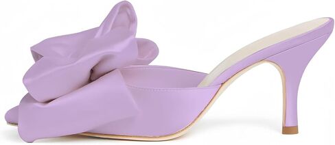 iadore Women's High Heel Sandals, 3'' Satin Closed Pointed Toe Oversized Bow Slip-on Stiletto Slippers Party Prom Casual Dress Mules in Saudi Arabia