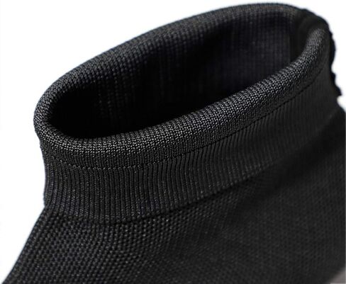 chegong Women's Black Knit Chunky Heel Sock Boots Pointed Toe Mid-Calf Booties in Saudi Arabia