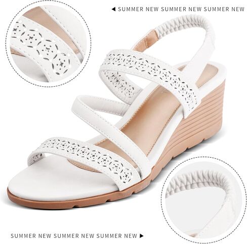 Wedge Sandals for Women Open Toe Elastic Ankle Strap Low Wedge Summer Platform Shoes Sandal in Saudi Arabia