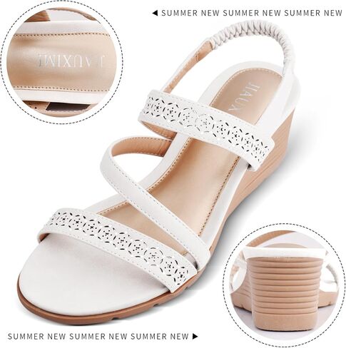 Wedge Sandals for Women Open Toe Elastic Ankle Strap Low Wedge Summer Platform Shoes Sandal in Saudi Arabia