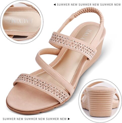 Wedge Sandals for Women Open Toe Elastic Ankle Strap Low Wedge Summer Platform Shoes Sandal in Saudi Arabia