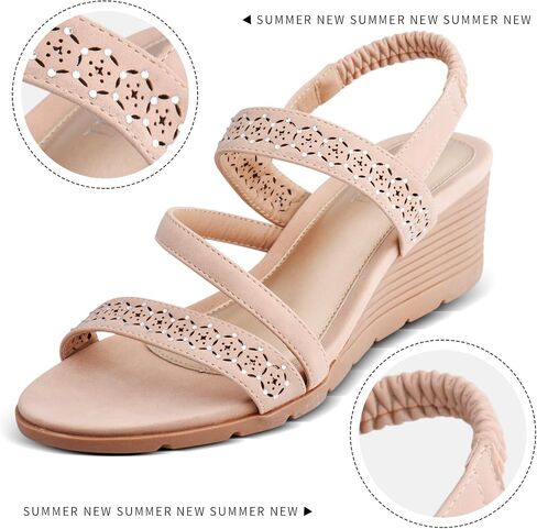 Wedge Sandals for Women Open Toe Elastic Ankle Strap Low Wedge Summer Platform Shoes Sandal in Saudi Arabia
