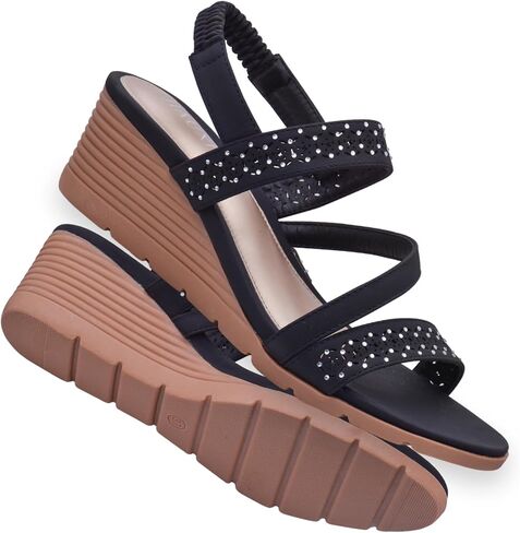 Wedge Sandals for Women Open Toe Elastic Ankle Strap Low Wedge Summer Platform Shoes Sandal in Saudi Arabia