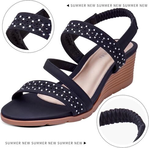 Wedge Sandals for Women Open Toe Elastic Ankle Strap Low Wedge Summer Platform Shoes Sandal in Saudi Arabia