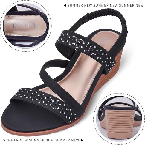 Wedge Sandals for Women Open Toe Elastic Ankle Strap Low Wedge Summer Platform Shoes Sandal in Saudi Arabia