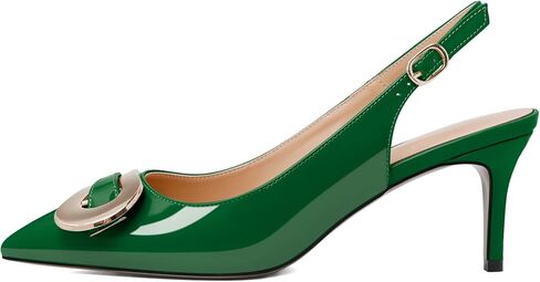 AUMOTED Womens Slingback Heels Pointed Toe Stiletto Mid Heel Pumps Patent Leather Sexy Adjustable Strap Buckle Sandals Dress Shoes 2.5 Inch in Saudi Arabia