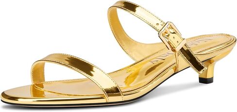 NobleOnly Two Strap Heeled Sandals for Women Kitten Heels Buckle Dress Office Prom Open Toe Slip-on Sandals 1.4 Inches Heels in Saudi Arabia