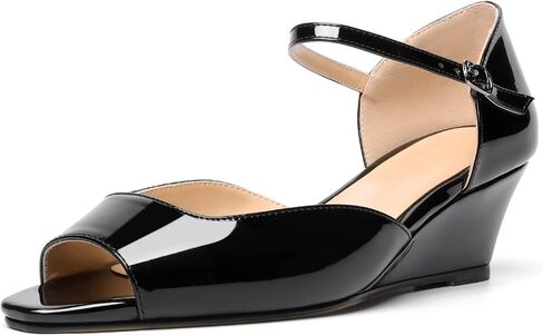 Zamikoo Women's Low Heel Wedges Pumps Shoes Open Toe Mary Jane Ankle Strap Wedge Sandals 2 Inch for Dress Office Event Wedding Dressy in Saudi Arabia