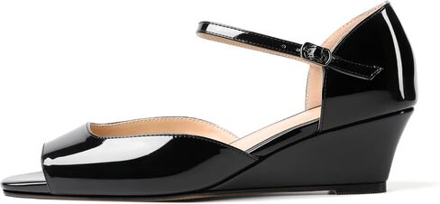 Zamikoo Women's Low Heel Wedges Pumps Shoes Open Toe Mary Jane Ankle Strap Wedge Sandals 2 Inch for Dress Office Event Wedding Dressy in Saudi Arabia