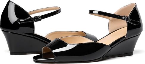Zamikoo Women's Low Heel Wedges Pumps Shoes Open Toe Mary Jane Ankle Strap Wedge Sandals 2 Inch for Dress Office Event Wedding Dressy in Saudi Arabia
