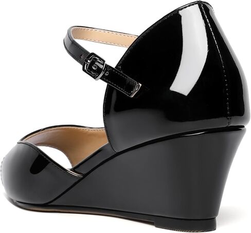 Zamikoo Women's Low Heel Wedges Pumps Shoes Open Toe Mary Jane Ankle Strap Wedge Sandals 2 Inch for Dress Office Event Wedding Dressy in Saudi Arabia