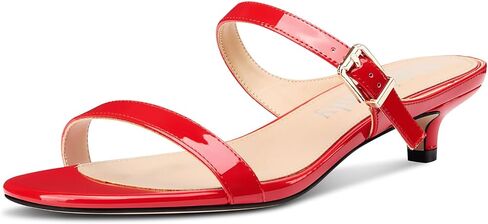 NobleOnly Two Strap Heeled Sandals for Women Kitten Heels Buckle Dress Office Prom Open Toe Slip-on Sandals 1.4 Inches Heels in Saudi Arabia