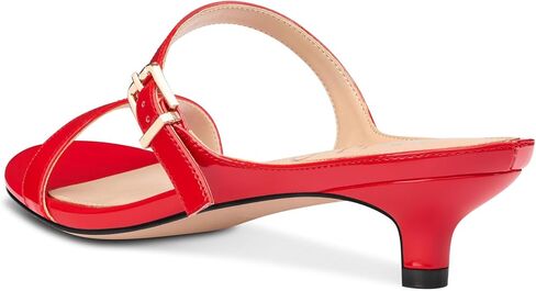 NobleOnly Two Strap Heeled Sandals for Women Kitten Heels Buckle Dress Office Prom Open Toe Slip-on Sandals 1.4 Inches Heels in Saudi Arabia