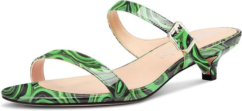 NobleOnly Two Strap Heeled Sandals for Women Kitten Heels Buckle Dress Office Prom Open Toe Slip-on Sandals 1.4 Inches Heels in Saudi Arabia