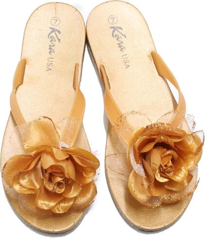 KARA Womens Flower Fashion Soft Comfort Flip Flops Flat Sandals in Saudi Arabia
