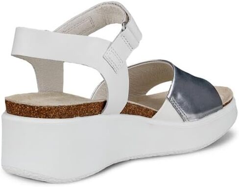 ECCO Women's Flowt Wedge Cork Sandal, Pure Silver/White, 7-7. 5 in Saudi Arabia