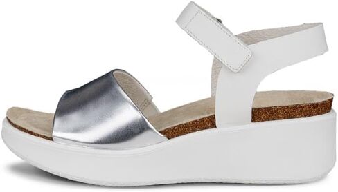 ECCO Women's Flowt Wedge Cork Sandal, Pure Silver/White, 7-7. 5 in Saudi Arabia