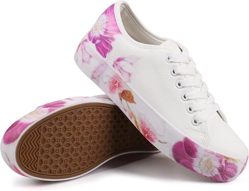 JABASIC Women Fashion Sneakers Floral Print Lace-up Casual Walking Shoes in Saudi Arabia