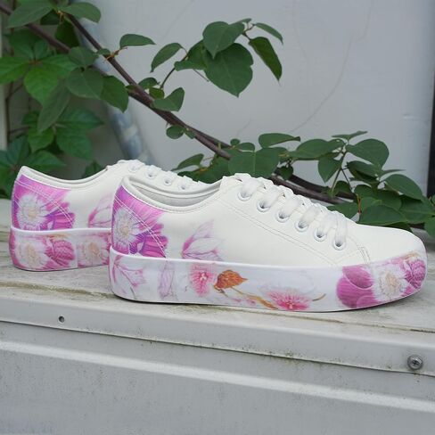 JABASIC Women Fashion Sneakers Floral Print Lace-up Casual Walking Shoes in Saudi Arabia