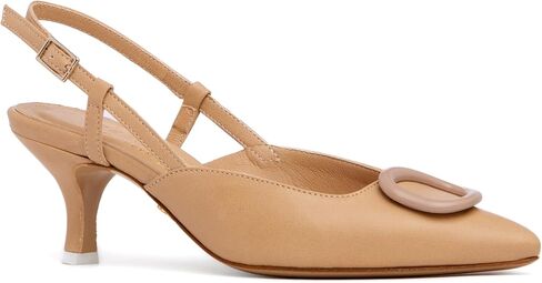 AMBER - Sand - 8 - Mid heel - Sling back - Made in Italy - Comfort in Saudi Arabia