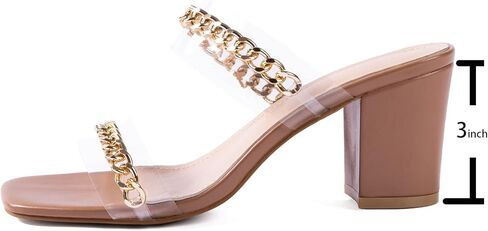 صنادل نسائية بكعب N.N.G، صنادل مريحة من الجلد بحزامين شفافين ومكتنزين بمقدمة مربعة in Kuwait