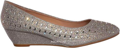 Forever Womens Low Wedge Heel Closed Toe Wedding Party Dress Sandals Shoes (9 M US, Silver) in Kuwait