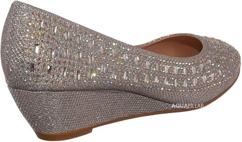 Forever Womens Low Wedge Heel Closed Toe Wedding Party Dress Sandals Shoes (9 M US, Silver) in Kuwait