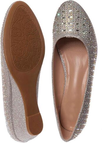 Forever Womens Low Wedge Heel Closed Toe Wedding Party Dress Sandals Shoes (9 M US, Silver) in Kuwait