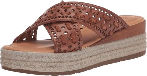 Women's Exa-Italy Wedge Sandal, Whiskey Leather, 9.5 in Kuwait
