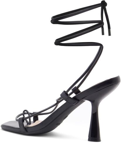 Shoe Land SL-Nadine Womens Lace up Heels Square Open Toe Strappy Heels Tie up Stiletto Heeled Sandals Ankle Wrap High Heels Black Gold White Heels for Prom Party in Saudi Arabia