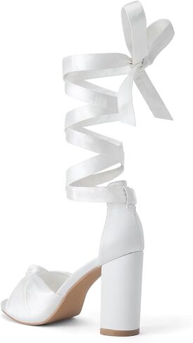Shoe'N Tale Lace Up High Heels Strappy Heels for Women Comfortable Dressy Heeled Sandals(7.5,White) in Saudi Arabia