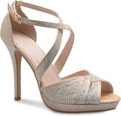 Olivia K Womens Sexy Rhinestoned Cross Strap Heeled Sandals - Dress, Formal, Party Comfort in Saudi Arabia