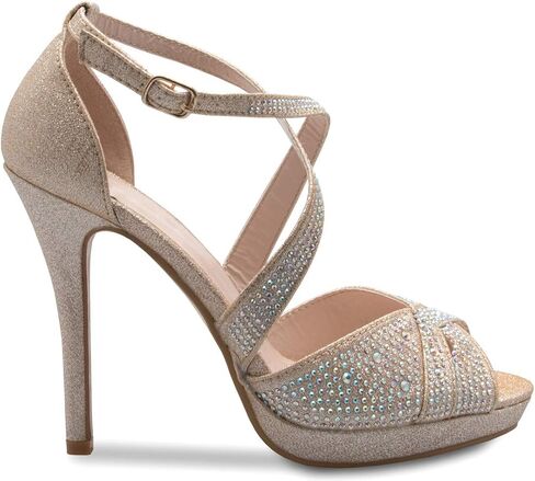 Olivia K Womens Sexy Rhinestoned Cross Strap Heeled Sandals - Dress, Formal, Party Comfort in Saudi Arabia