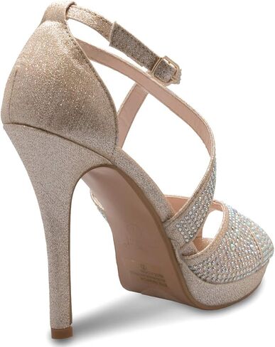 Olivia K Womens Sexy Rhinestoned Cross Strap Heeled Sandals - Dress, Formal, Party Comfort in Saudi Arabia