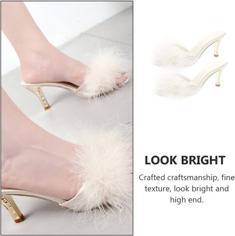 GANAZONO 1 Pair Hairy High Heel Slippers Hairy Sandalsel Female Summer Outside in Saudi Arabia