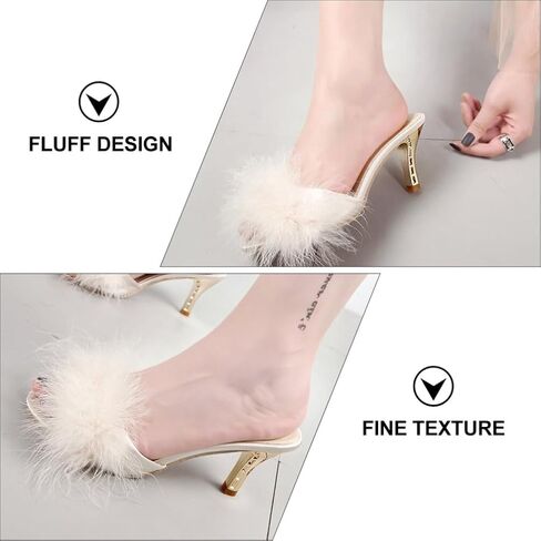 GANAZONO 1 Pair Hairy High Heel Slippers Hairy Sandalsel Female Summer Outside in Saudi Arabia