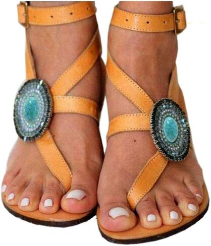 Women Cross Strappy Rhinestones Thong Sandalias Boho Chic Beach Flat Fisherman Bohemian Gladiator Summer Strap Sandals in Saudi Arabia